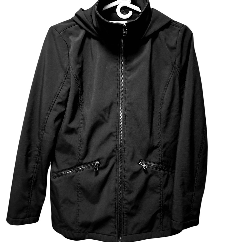 Marc New York Black Windbreaker with High Collar and Weather-Resistant Material